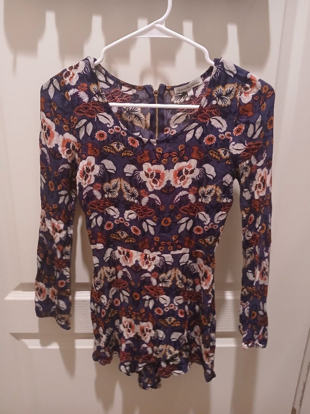 135 Charlotte Russe Floral Long Sleeve Shorts Romper Whimsigothic Boho Mini M